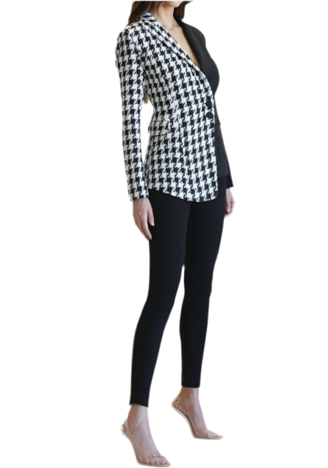 Alma Houndstooth Tweed Two Tone Blazer