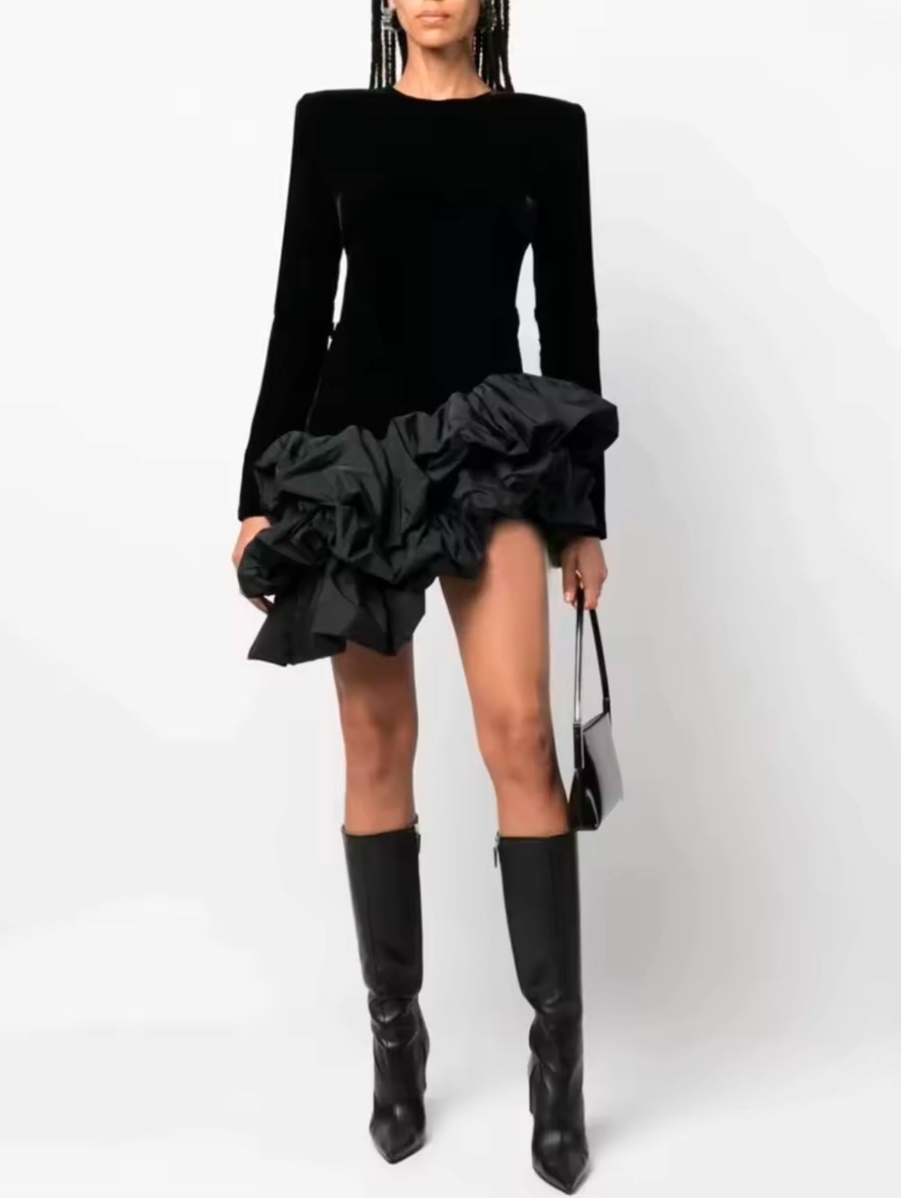 Black Long Sleeve Mini Dress