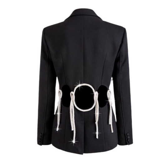 BLACK CRYSTAL CUTOUT BLAZER