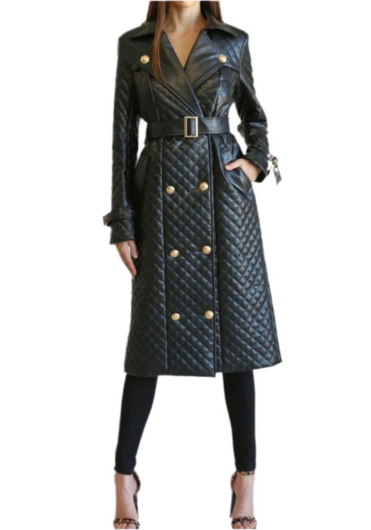 Alma Quilted Midi Dress Trench Coat