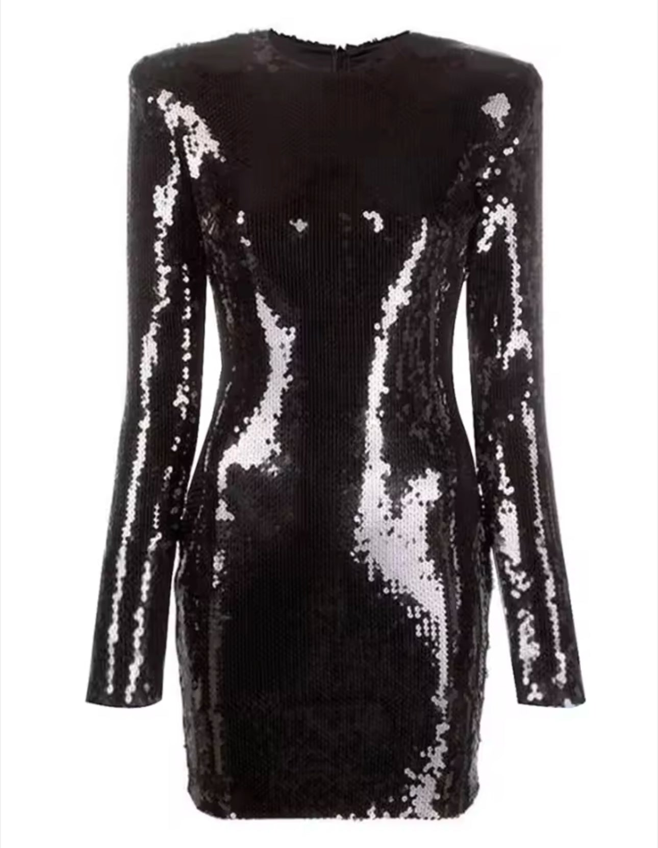 Black Sequin Long Sleeve Dress