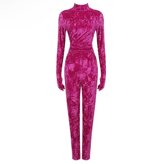 Velour Pink Jumpsuit