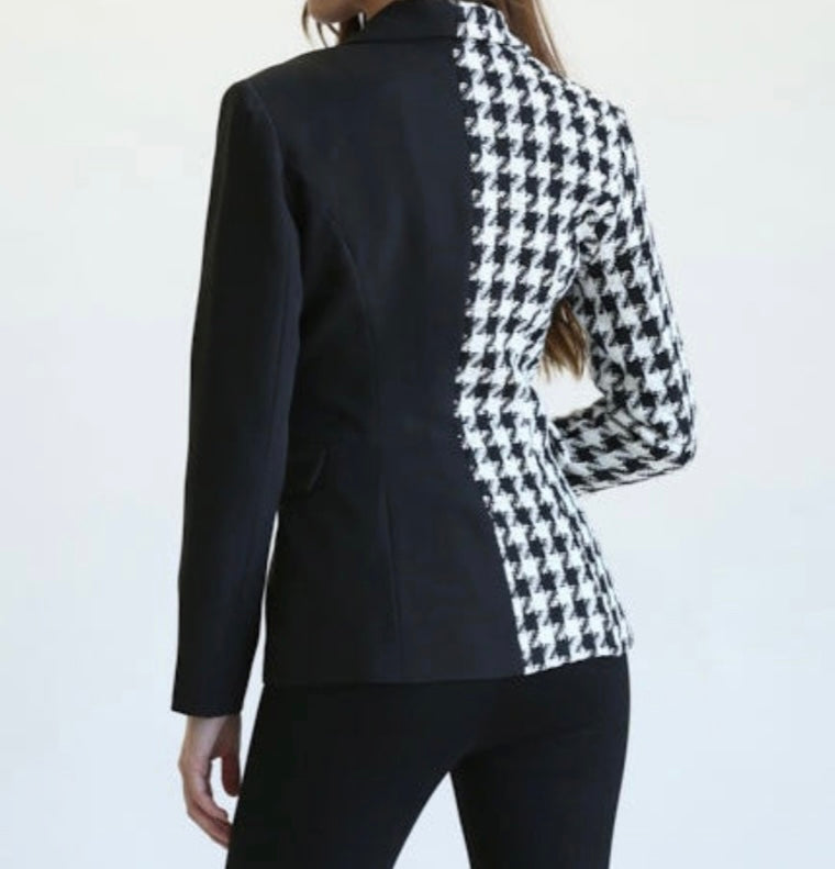 Alma Houndstooth Tweed Two Tone Blazer