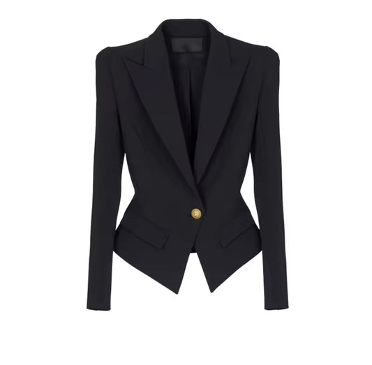 Black Tailored Single Button Blazer