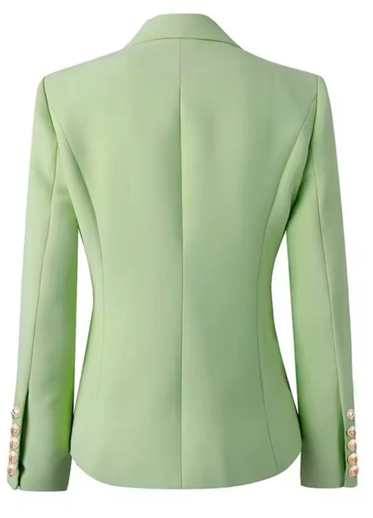 Mint Gold Buttons Blazer