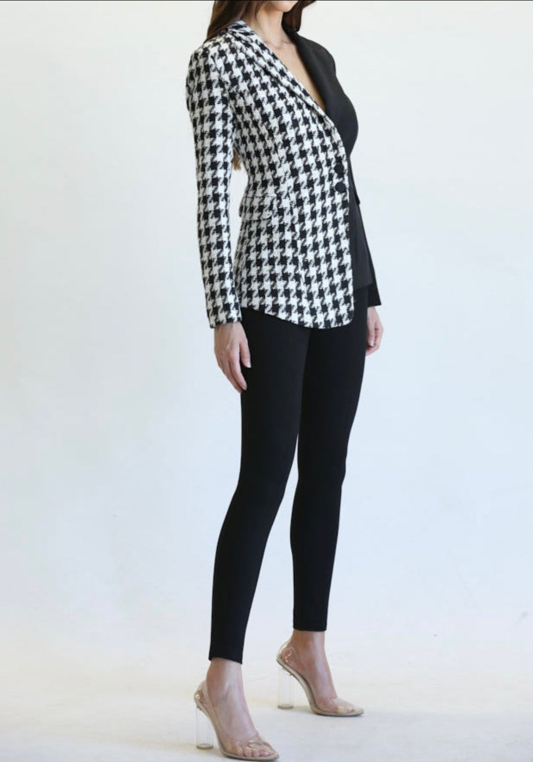 Alma Houndstooth Tweed Two Tone Blazer