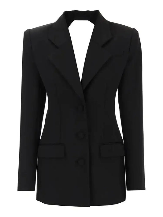 Cutout Back Crystal Black Blazer