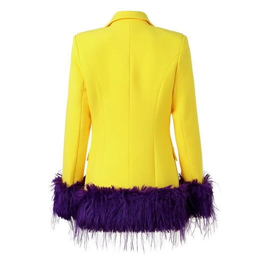 Purple Fur Yellow Blazer