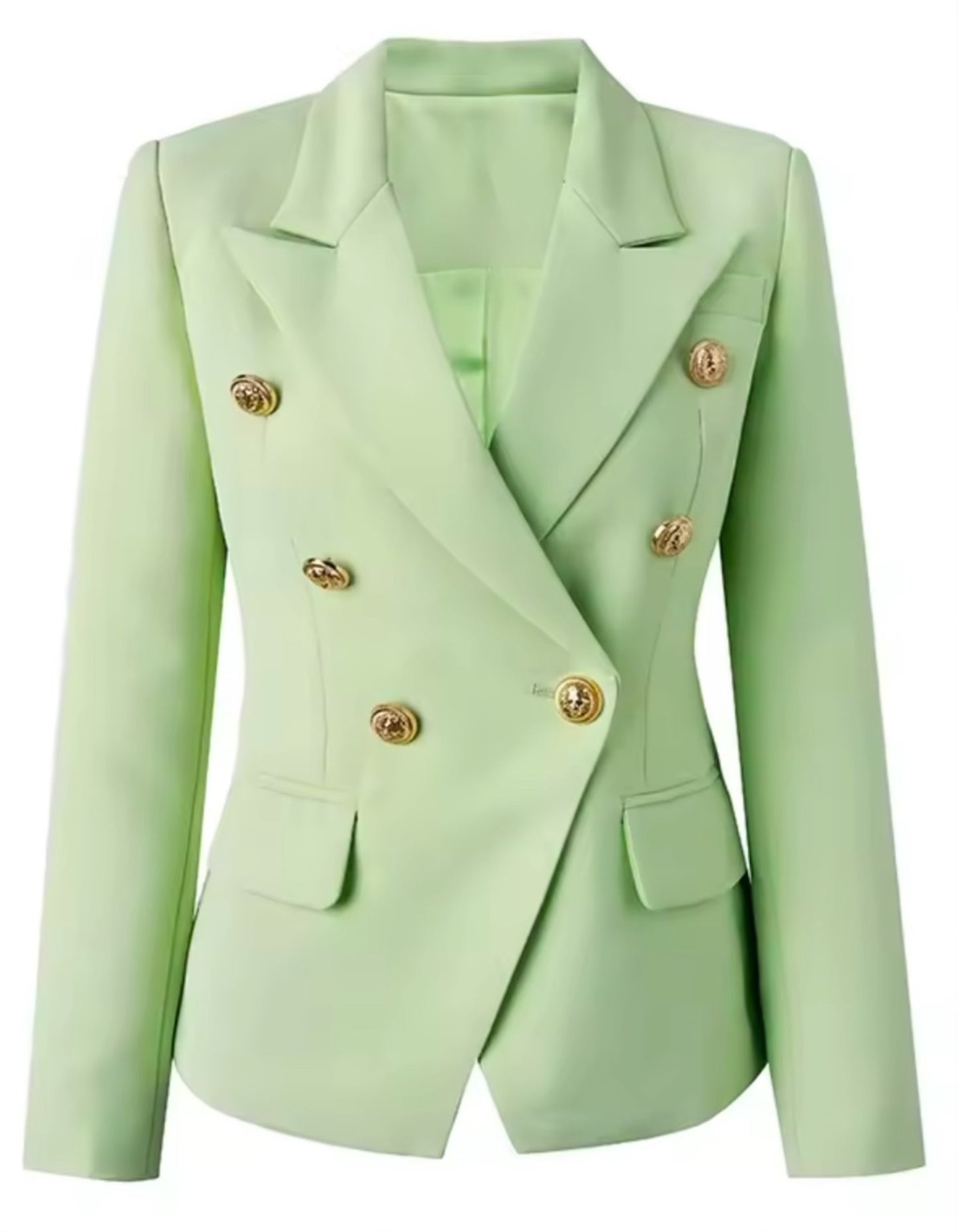 Mint Gold Buttons Blazer