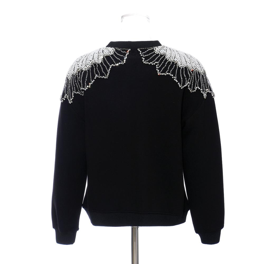 O-neck Handmade Beading Sweatshirt