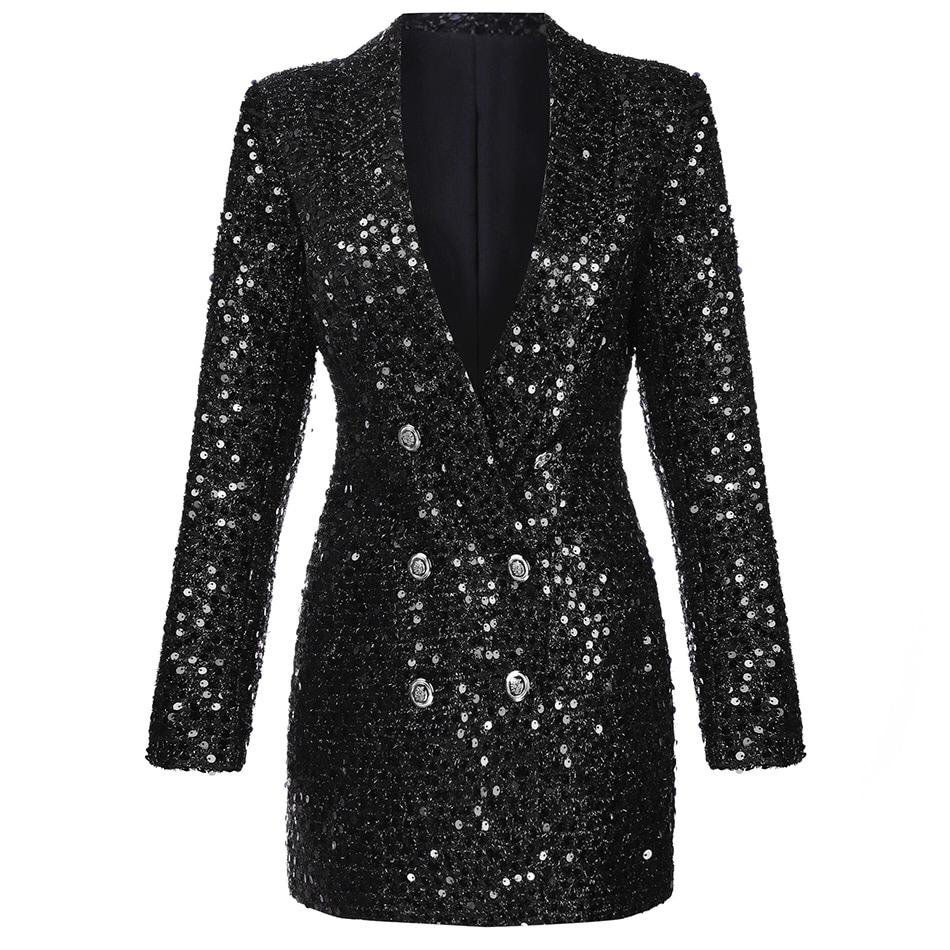 Sequined Black Blazer Mini Dress