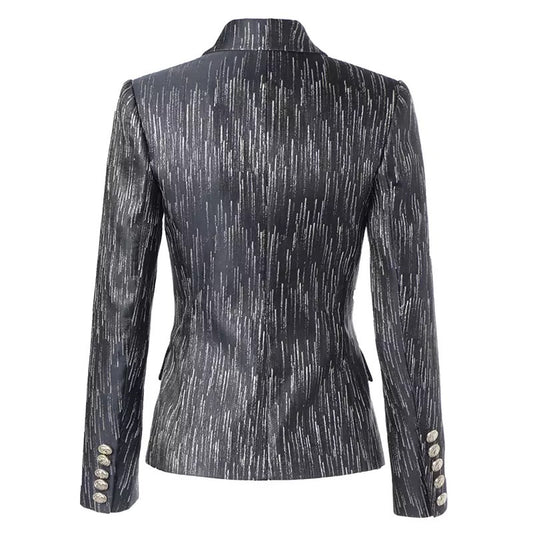 Metallic Striped Double Breasted Blazer