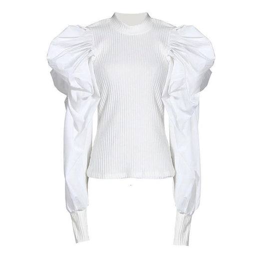 Turtleneck Puffs Sleeve Top