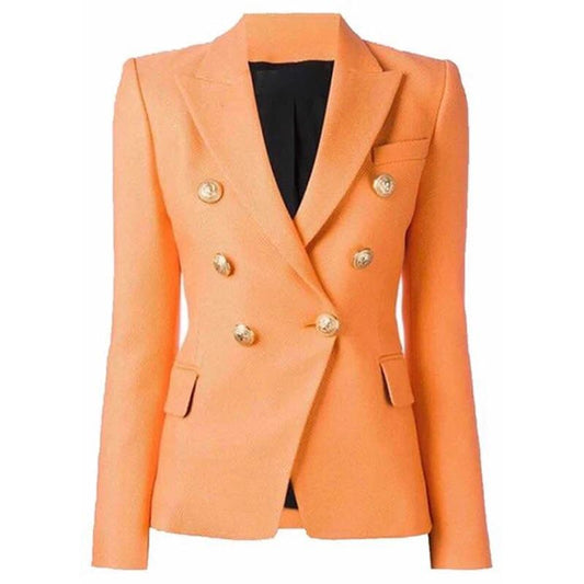 Gold Buttons Orange Blazer