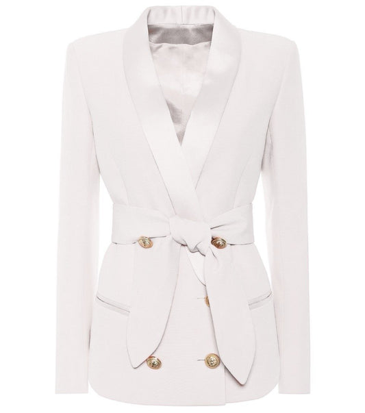 Pink Belted Gold Button Blazer