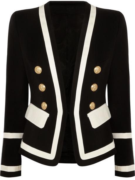 Black and White Gold Button Blazer