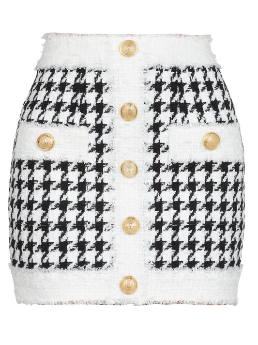 Tweed Houndstooth Skirt