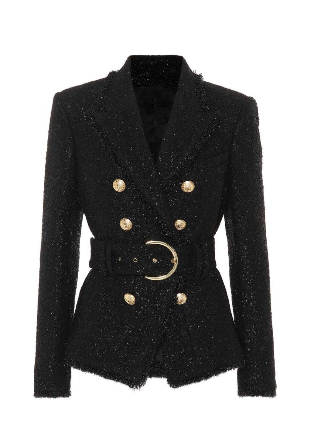 Wool Shimmer Belted Blazer