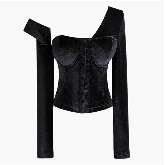 BLACK VELVET CORSET TOP