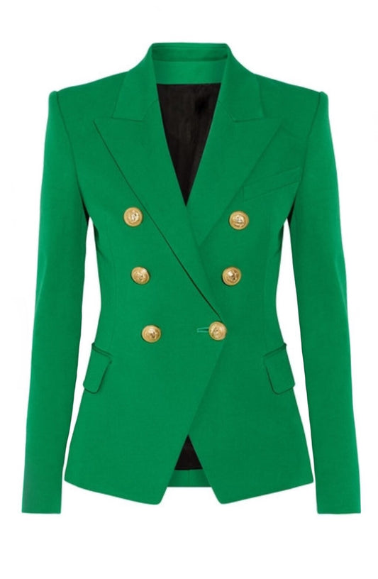 KELLY GREEN GOLD BUTTON BLAZER