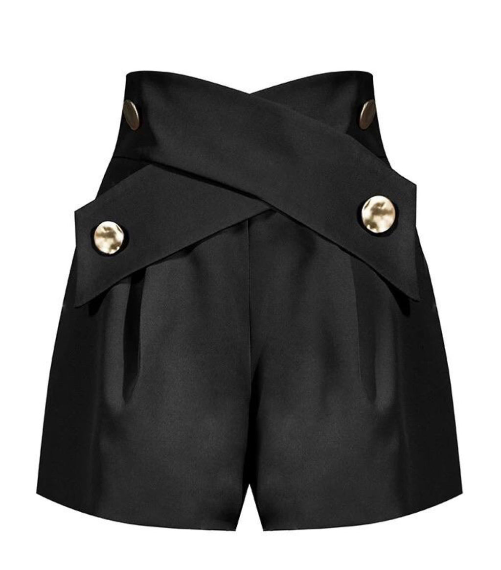 New York High Waist Black Shorts