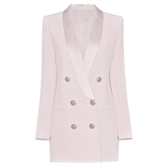 Satin Collar Blazer Dress