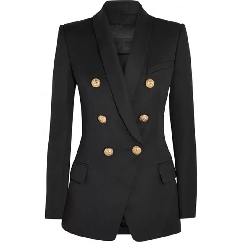 Gold Button Blazer 2 Colors Black/Red