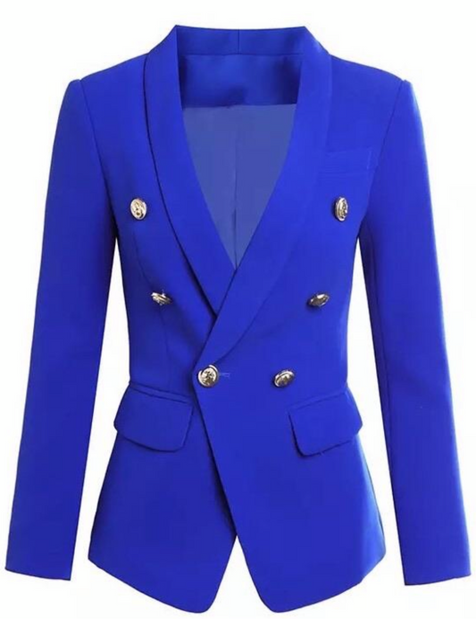 Royal Blue Gold Buttons Blazer