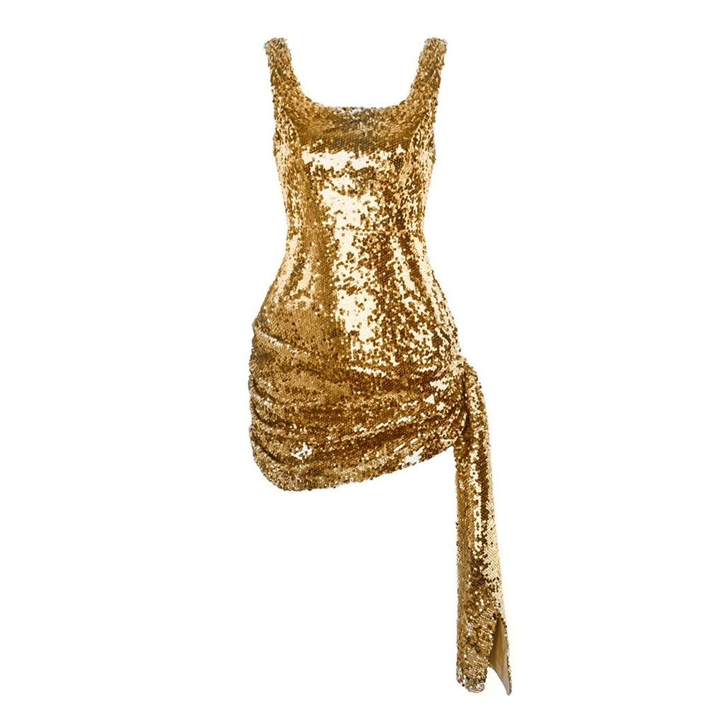 Sequin Draped Mini Dress