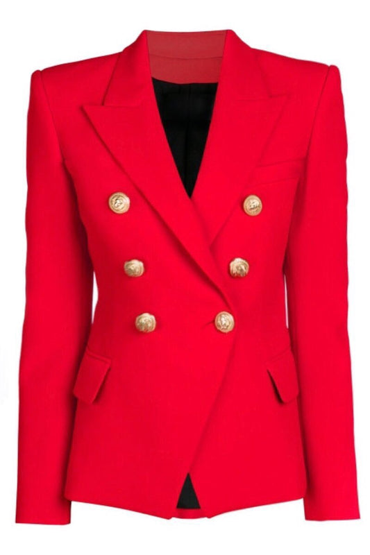 Gold Buttons Red Blazer