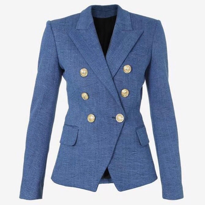 Double Breasted Gold Buttons Blazer