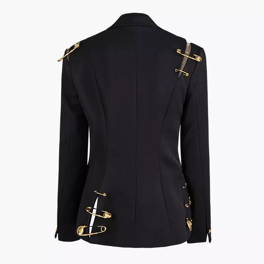 Gold Pin Black Blazer