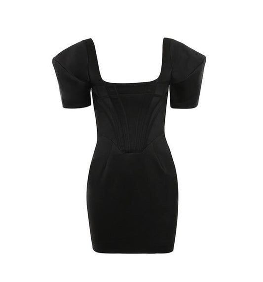 BLACK PARTY PUFF DRESS