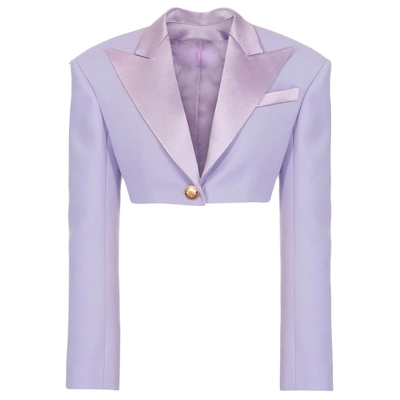 Shrug Shoulder Lavender Crop Blazer