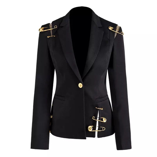 Gold Pin Black Blazer