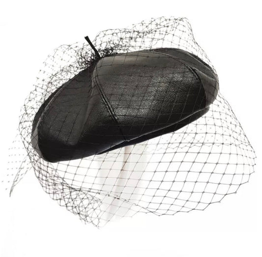 Mesh Patent Leather Beret