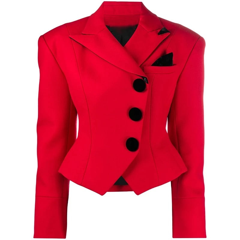 Black Buttons Red Blazer