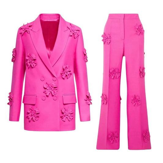 Alma Neon Pink Blazer & Pants Sets