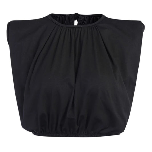 Shoulder Padded Crop Top